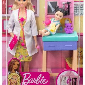 BARBIE CARIERE SET CU PAPUSA DOCTOR PEDIATRU BLONDA