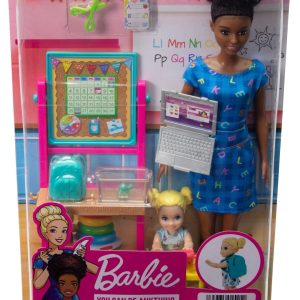 BARBIE CARIERE SET MOBILIER CU PAPUSA BRUNETA PROFESOARA