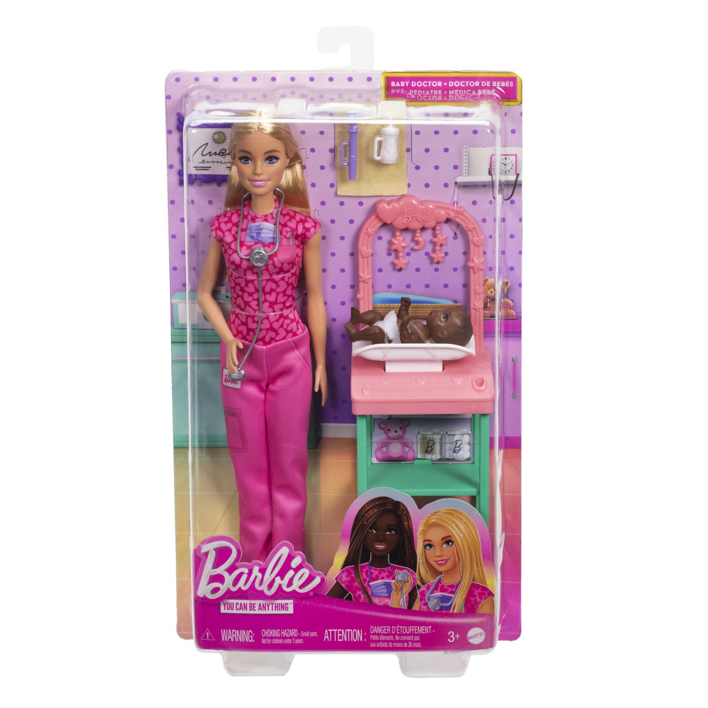 Barbie Cariere Set Mobilier Cu Papusa Doctor Pediatru Blonda