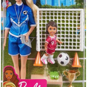 BARBIE PAPUSA CARIERE SET SPORT ANTRENOR DE FOTBAL BLONDA