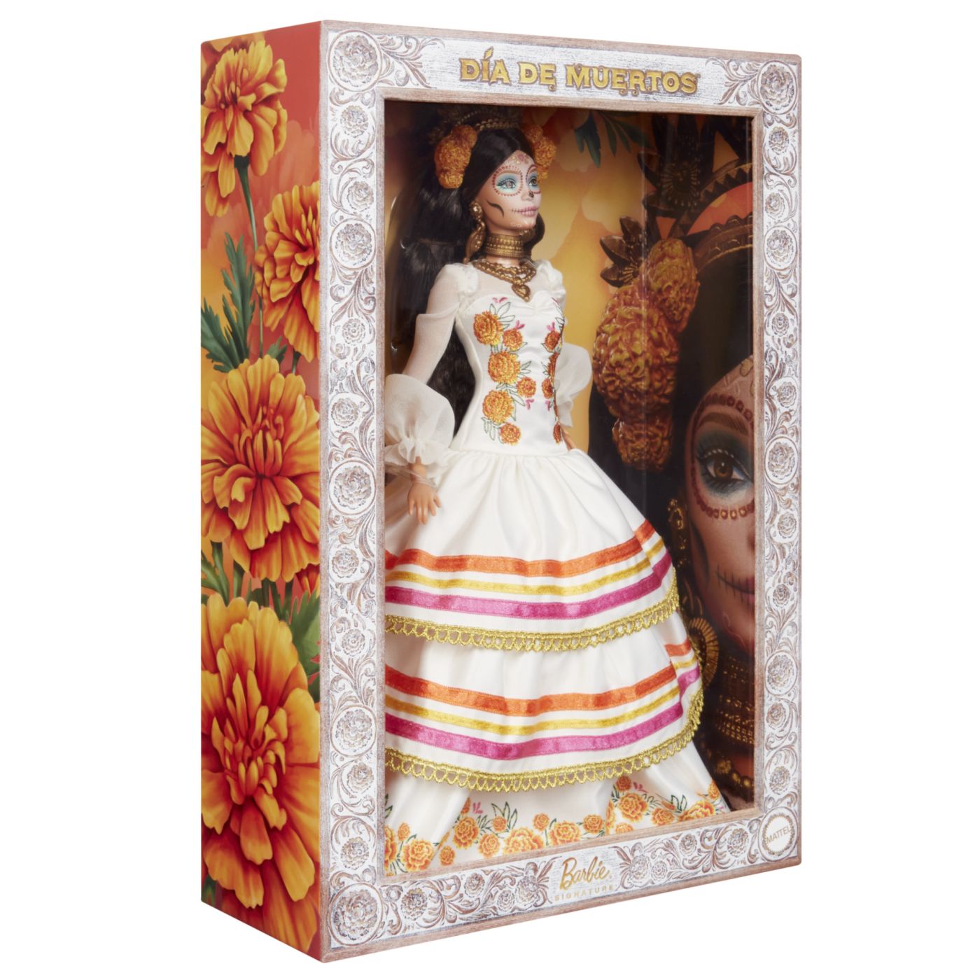 Barbie Signature Papusa Barbie Dia De Muertos Cu Rochie Alba Motive Florale