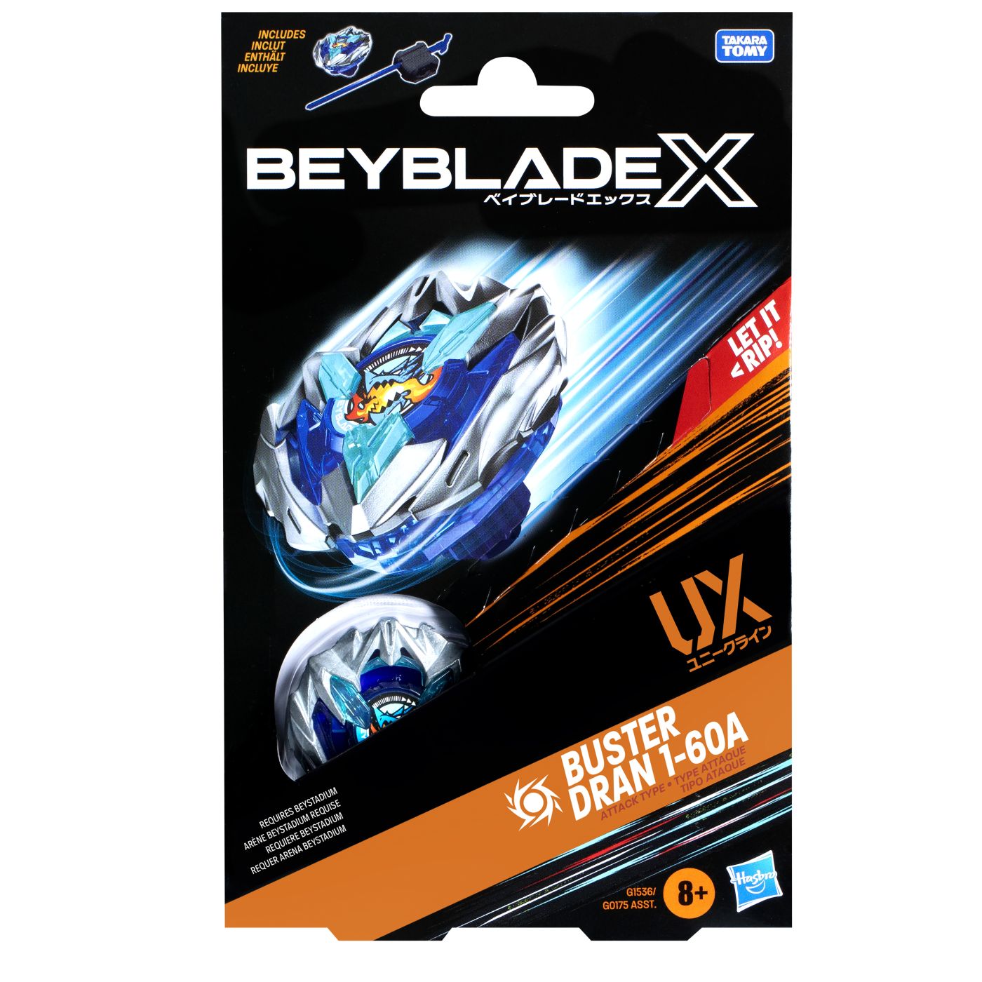 BEYBLADE X LET IT RIP SET LANSATOR SI ROATA BUSTER DRAN 1-60A UX