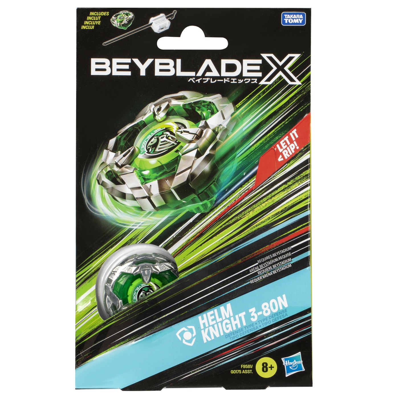 BEYBLADE X LET IT RIP SET LANSATOR SI ROATA HELM KNIGHT 3-80N