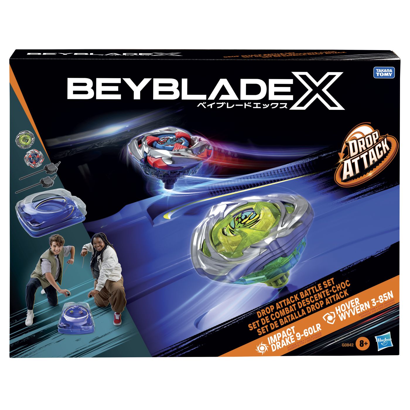 Beyblade X Set De Lupta Drop Atack Impact Drake 9-60LR Si Hover Wyvern 3-85N
