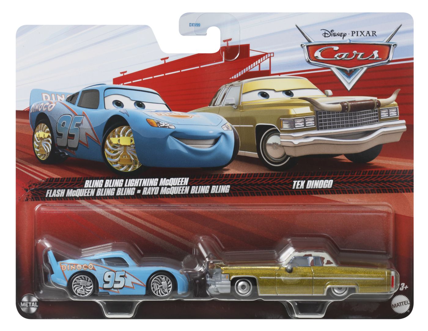 CARS3 Set 2 Masinute Metalice Fulger Mcqueen Bling Bling Si Tex Dinoco