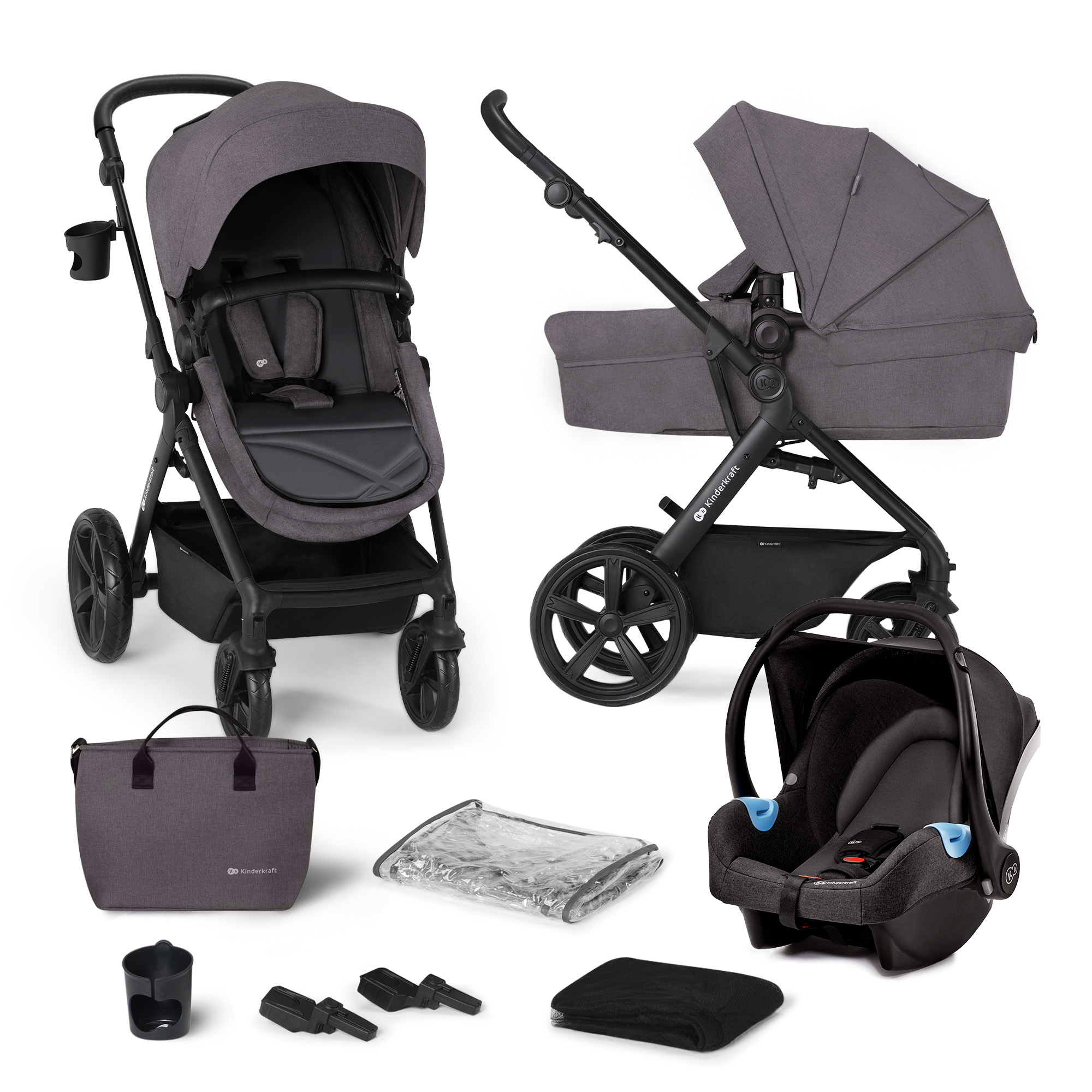 Carucior 3 In 1 Kinderkraft A-Tour, Dark Grey