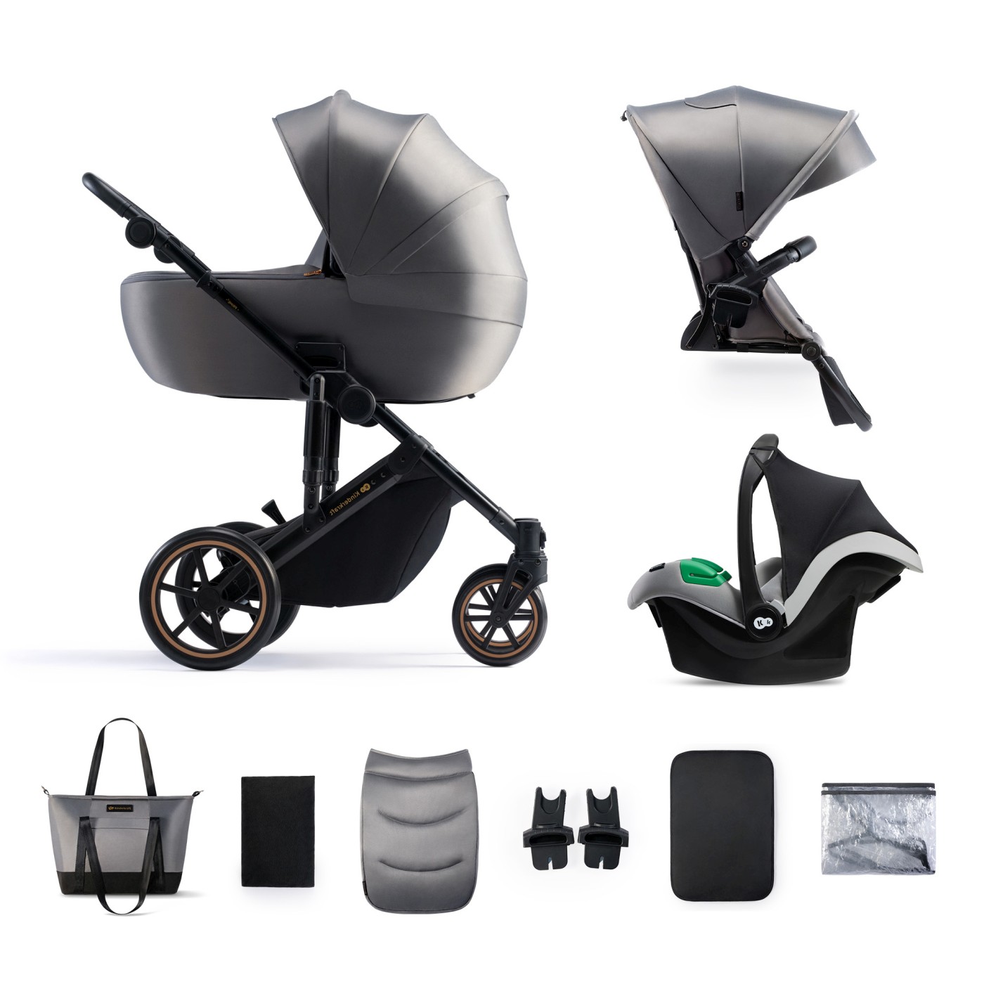 Carucior 3 In 1 Kinderkraft Prime 2 3IN1 Mink Pro Grey