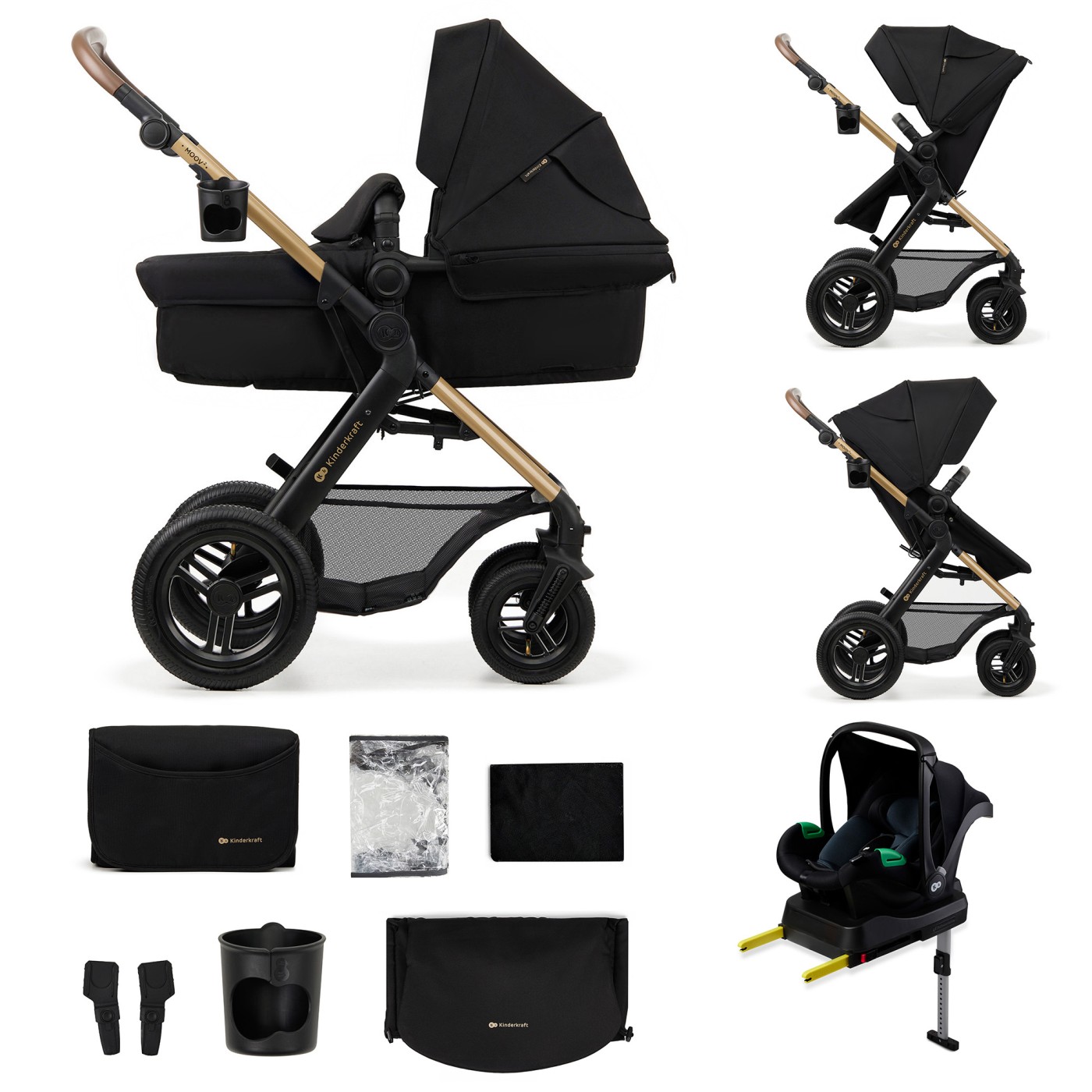Carucior Multifunctional Kinderkraft Moov 2 Air 4IN1 Pure Black