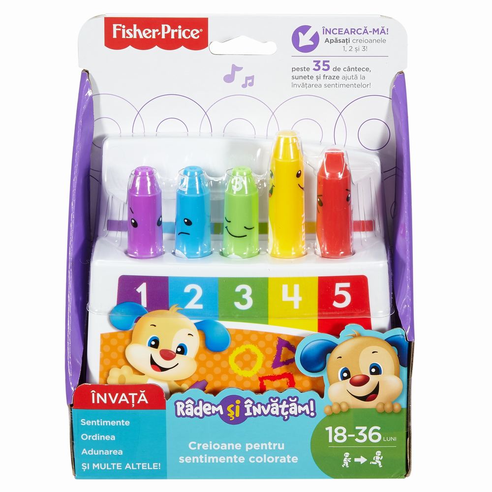 Creioane Colorate Cu 35 De Sunete Si Melodii Limba Romana Fisher Price