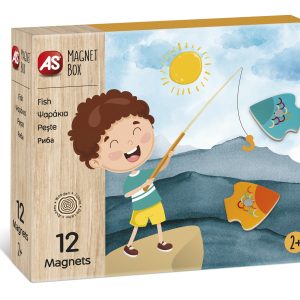 CUTIE UNIVERSUL PESCUITULUI CU 12 PIESE DIN LEMN SI MAGNETICE