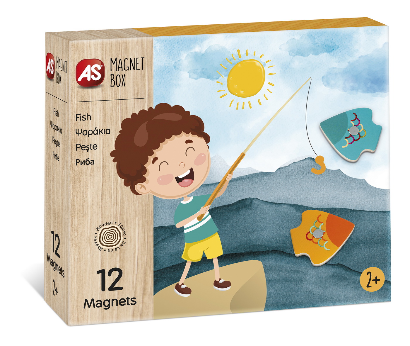 CUTIE UNIVERSUL PESCUITULUI CU 12 PIESE DIN LEMN SI MAGNETICE
