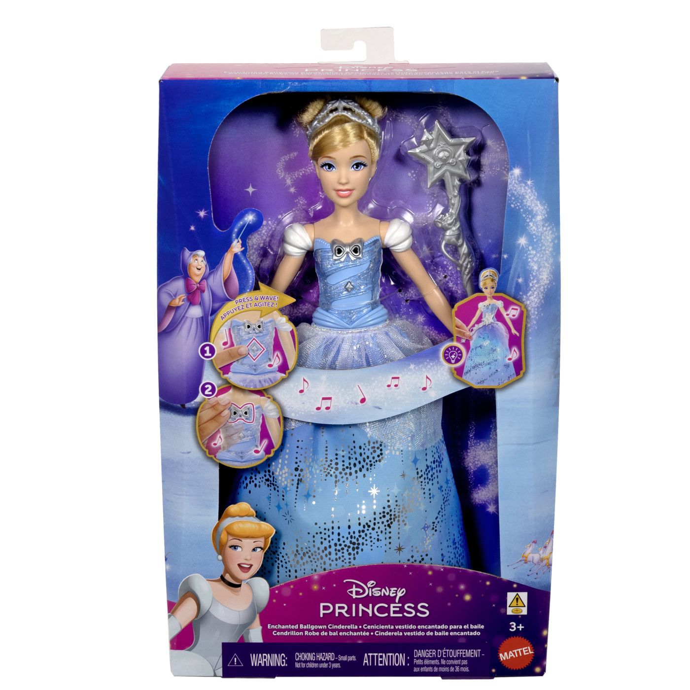 Disney Princess Papusa Cenusareasa Interactiva Cu Rochie Luminoasa