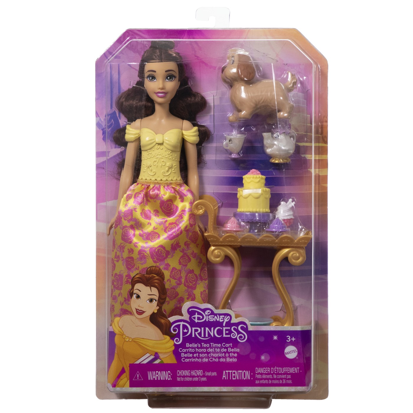 Disney Princess Set Papusa Printesa Belle Si Caruciorul Pentru Ceai