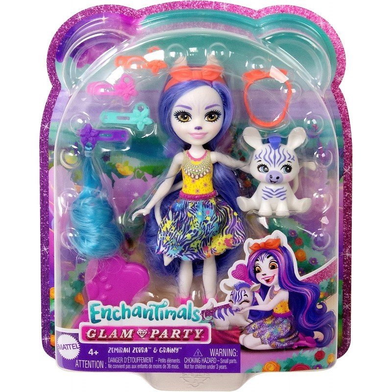 Enchantimals Glam Party Papusa Zemirah Zebra