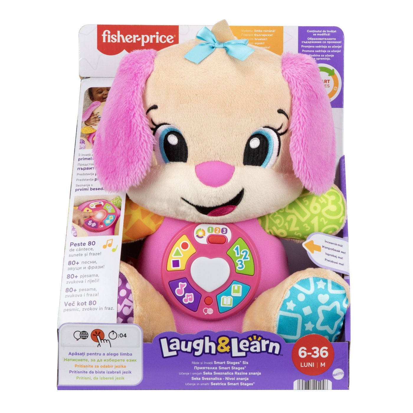 Fisher Price Catelusa Interactiv Cu Urechi Roz Rade Si Invata