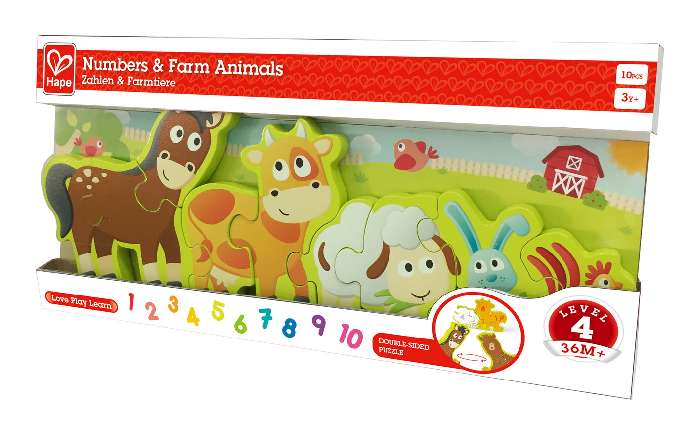 HAPE PUZZLE NUMERE SI ANIMALE DE LA FERMA