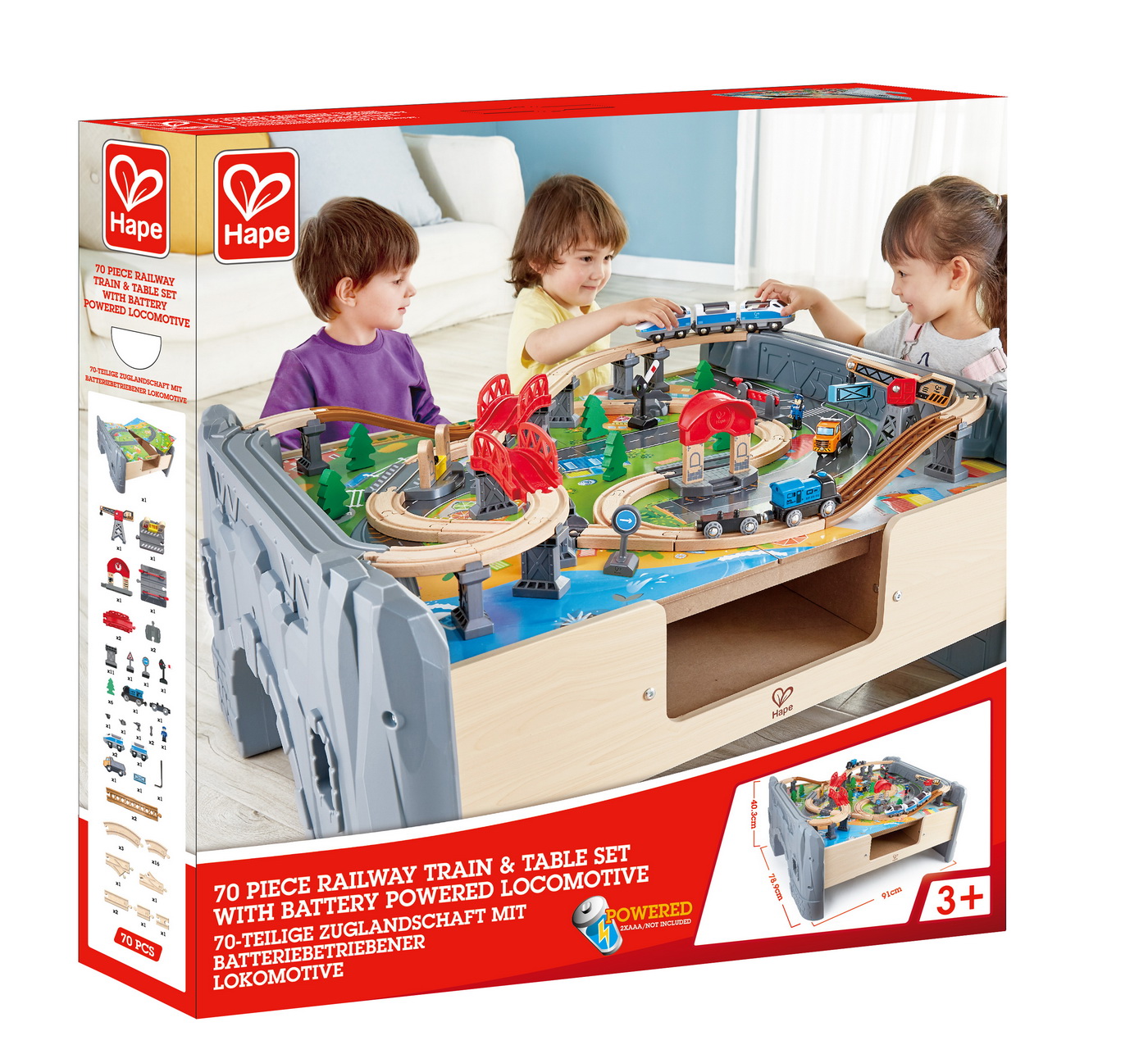 HAPE SET MASA CU LOCOMOTIVA SI 70 DE SINE DE TREN