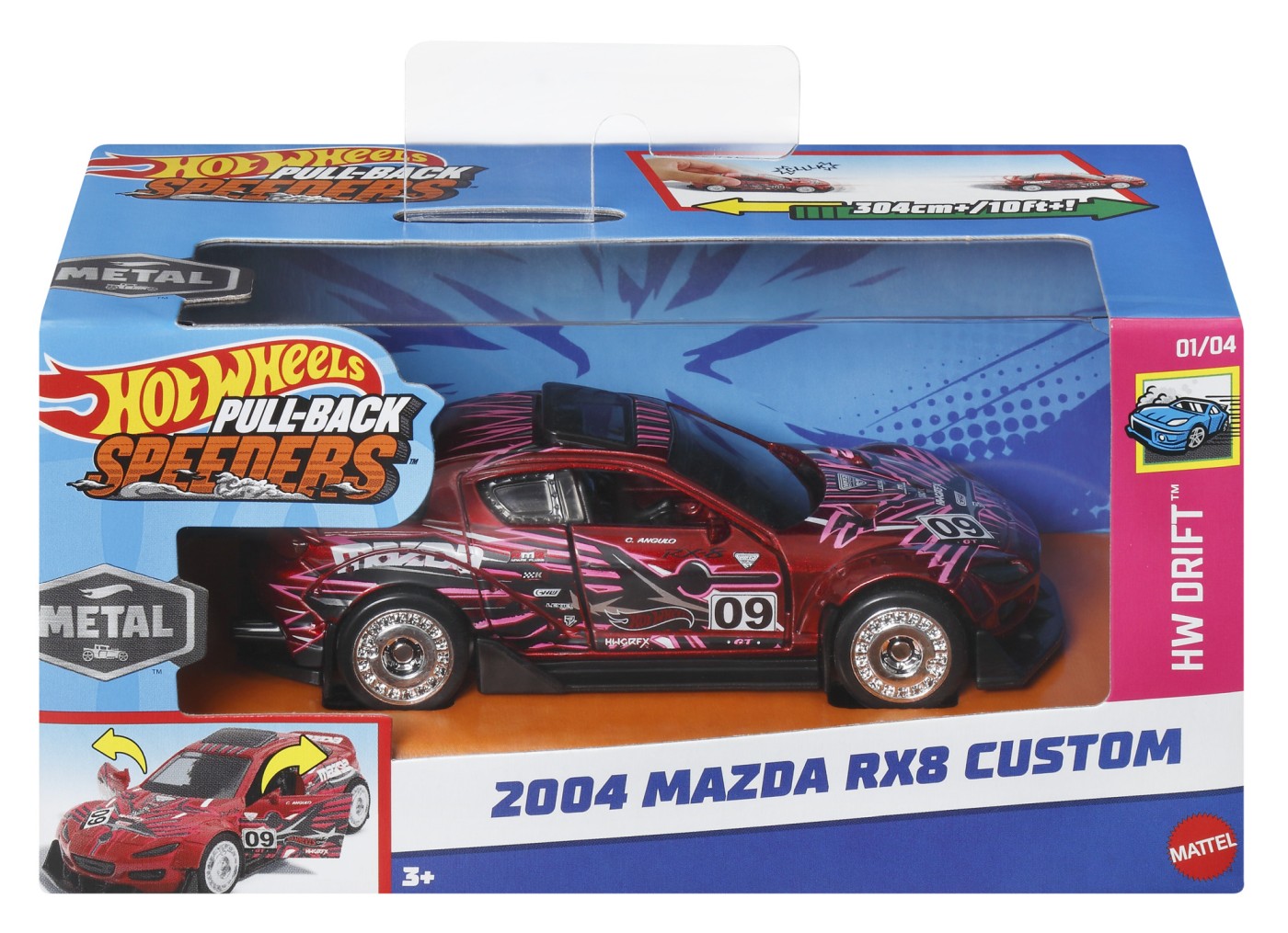 Hot Wheels Masinuta Metalica Cu Sistem Pull Back Mazda 2004 RX8 Custom Scara 1:43