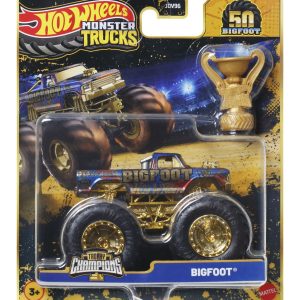 HOT WHEELS MONSTER TRUCK 50 BIGFOOT TROPHY CHAMPIONS MASINUTA BIGFOOT SCARA 1 LA 64