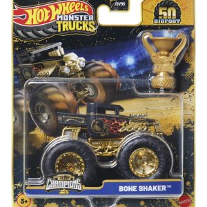 HOT WHEELS MONSTER TRUCK 50 BIGFOOT TROPHY CHAMPIONS MASINUTA BONE SHAKER SCARA 1 LA 64