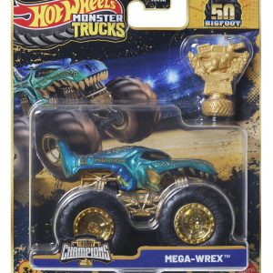 HOT WHEELS MONSTER TRUCK 50 BIGFOOT TROPHY CHAMPIONS MASINUTA MEGA WREX SCARA 1 LA 64