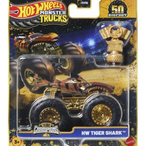 HOT WHEELS MONSTER TRUCK 50 BIGFOOT TROPHY CHAMPIONS MASINUTA HW TIGER SHARK SCARA 1 LA 64