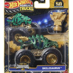 HOT WHEELS MONSTER TRUCK 50 BIGFOOT TROPHY CHAMPIONS MASINUTA SKELESAURUS SCARA 1 LA 64