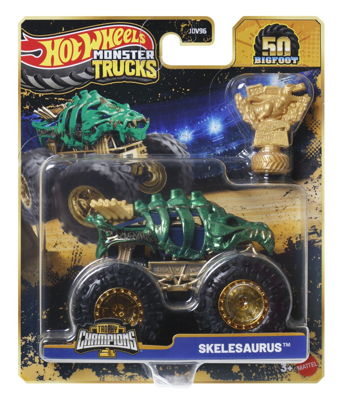 Hot Wheels Monster Truck 50 Bigfoot Trophy Champions Masinuta Skelesaurus Scara 1 La 64
