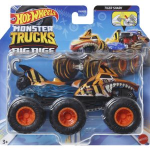 HOT WHEELS MONSTER TRUCK BIG RIGS MASINUTA METALICA CU 6 ROTI TIGER SHARK SCARA 1:64