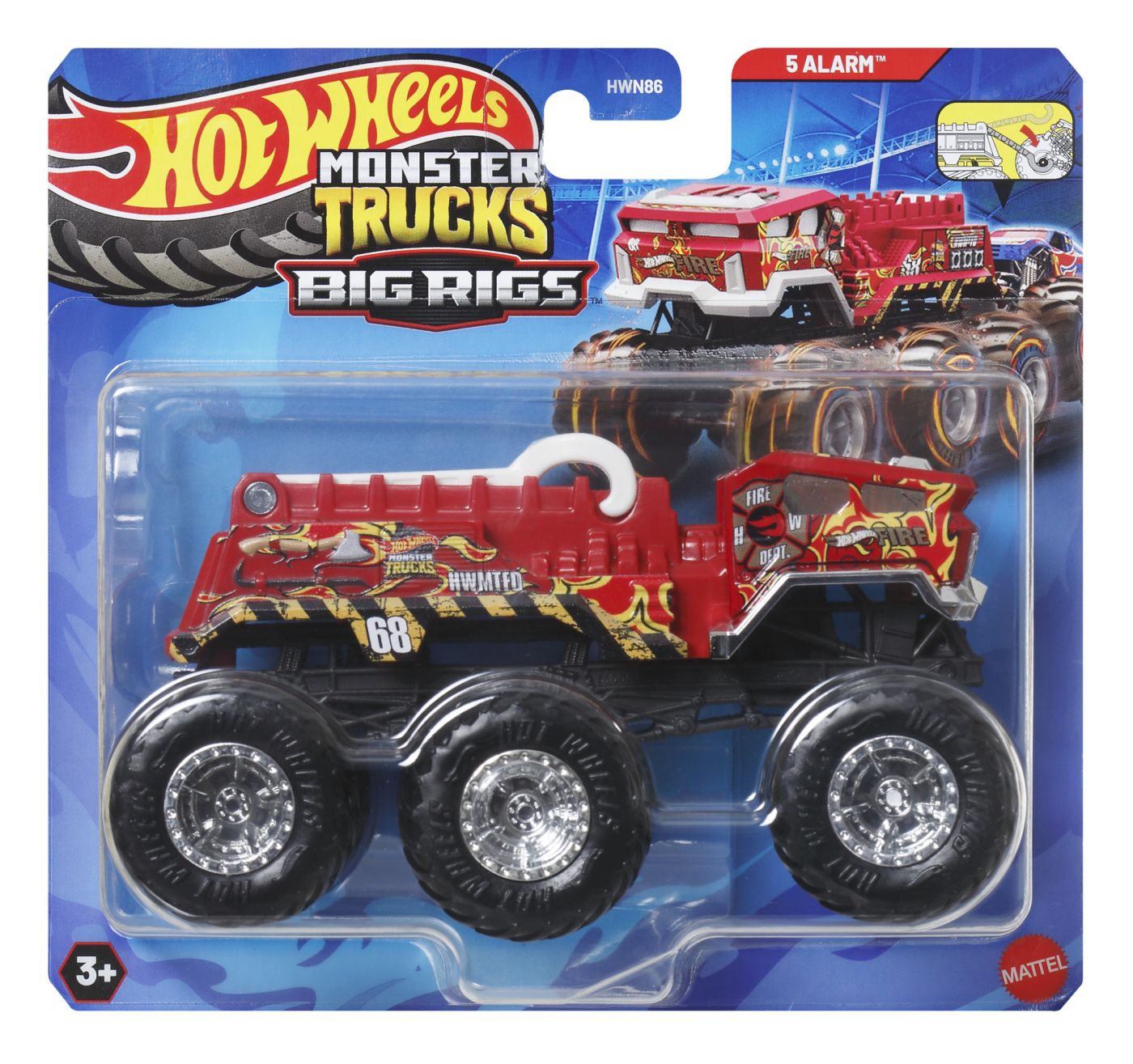 Hot Wheels Monster Truck Big Rigs Masinuta Metalica Cu 6 Roti 5 Alarm Scara 1 La 64