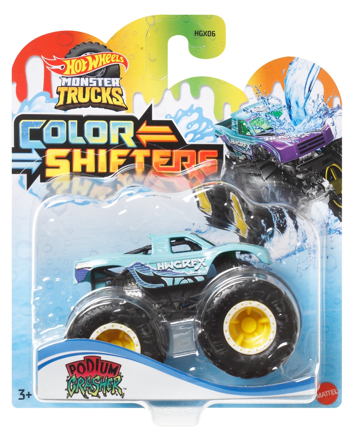 Hot Wheels Monster Truck Camion Podium Crasher Cu Culori Schimbatoare Scara 1:64