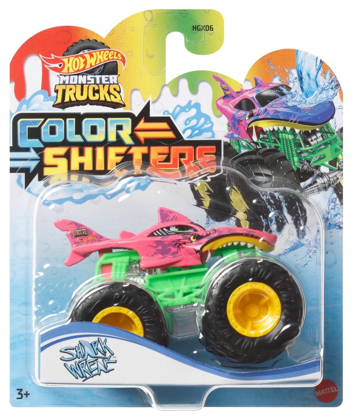 Hot Wheels Monster Truck Camion Shark Wreak Cu Culori Schimbatoare Scara 1:64
