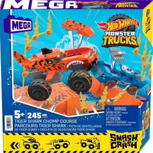 HOT WHEELS MONSTER TRUCK MEGA SET CONSTRUCTIE CURSA TIGER SHARK CHOMP