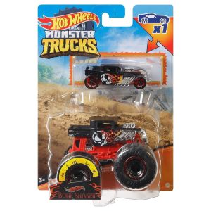 Hot Wheels Monster Truck Si Masinuta Metalica Bone Shaker