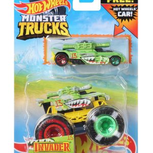 HOT WHEELS MONSTER TRUCK SI MASINUTA METALICA INVADER