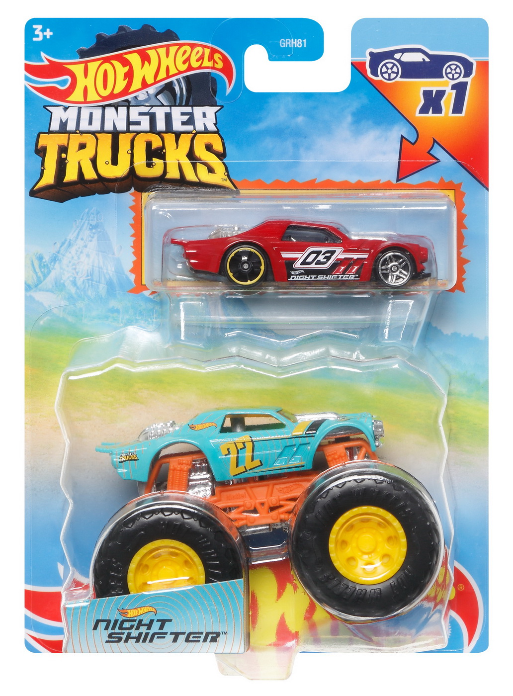 Hot Wheels Monster Truck Si Masinuta Metalica Night Shifter