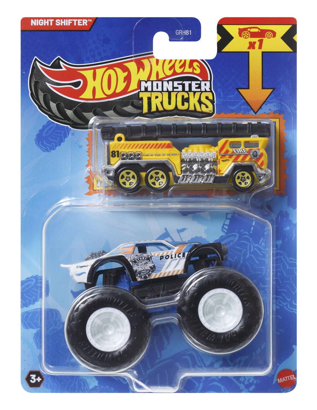 Hot Wheels Monster Truck Si Masinuta Metalica Night Shifter