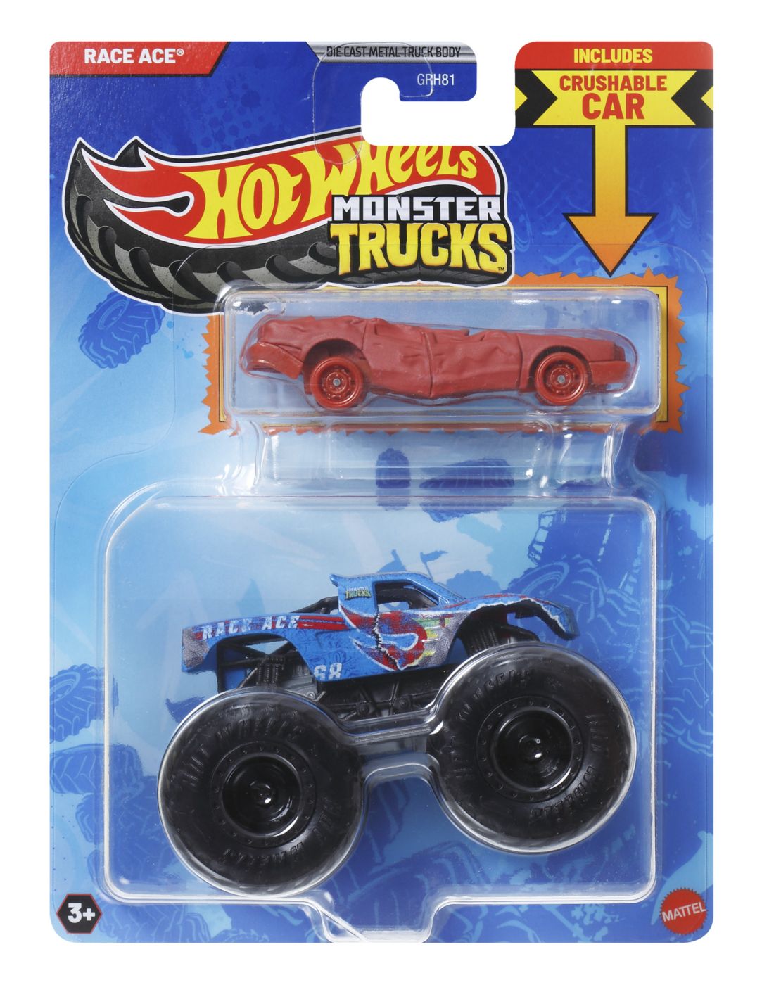 Hot Wheels Monster Truck Si Masinuta Metalica Race Ace