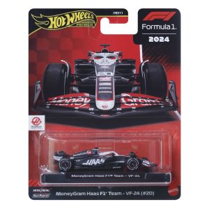 HOT WHEELS PREMIUM REAL RIDERS FORMULA 1 2024 MASINUTA METALICA MONEYGRAM HAAS F1 TEAM VF 24 NUMARUL 20 SCARA 1 LA 64