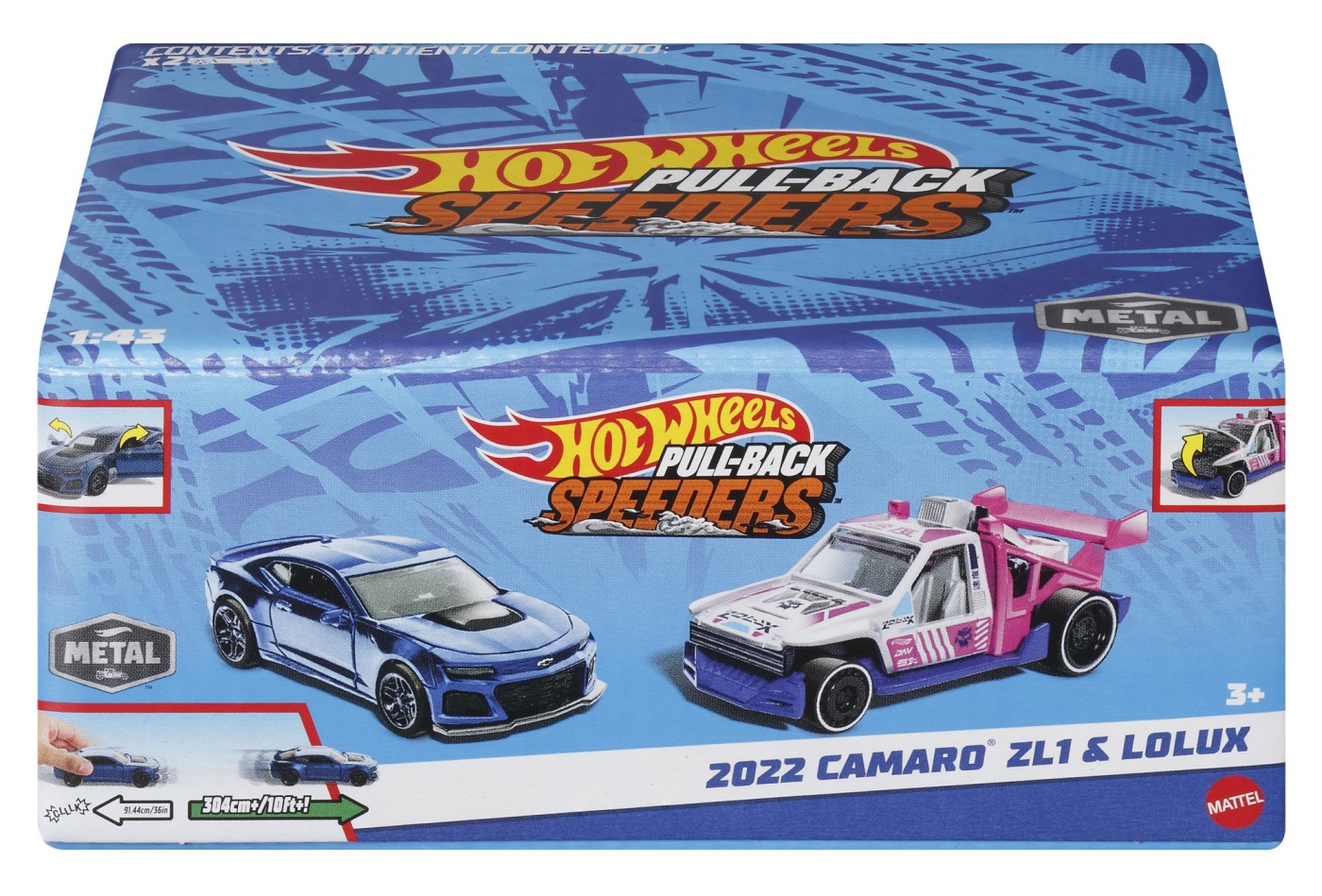 Hot Wheels Set 2 Masinute Metalice Pull Back Camaro ZL1 2022 Si Lolux 1:43