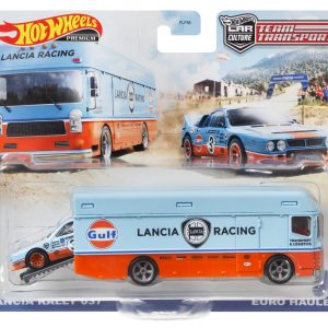 HOT WHEELS TRANSPORTATOR EURO HAULER CU MASINUTA LANCIA RALLY 037SCARA 1:64