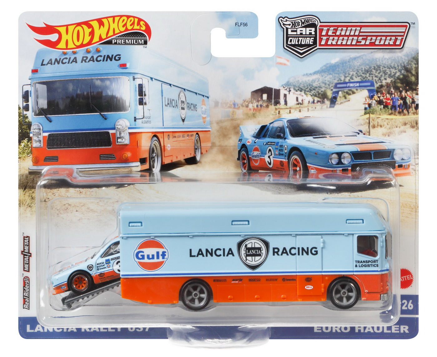 Hot Wheels Transportator Euro Hauler Cu Masinuta Lancia Rally 037SCARA 1:64