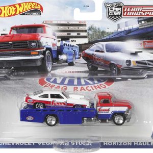 HOT WHEELS TRANSPORTATOR HORIZON HAULER CU MASINUTA CHEVROLET VEGAS STOCK '74 SCARA 1:64