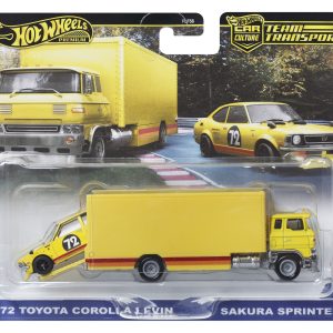 HOT WHEELS TRANSPORTATOR SAKURA SPRINTER CU MASINUTA TOYOTA COROLLA LEVIN SCARA 1 LA 64