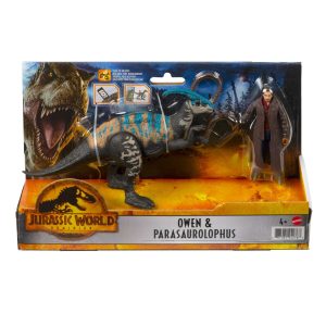 JURASSIC WORLD DOMINION SET 2 FIGURINE OWEN SI PARASAUROLOPHUS