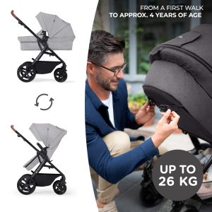 KINDERKRAFT MULTIFUNCTIONAL STROLLER A TOUR 3IN1 MINK PRO LIGHT GREY