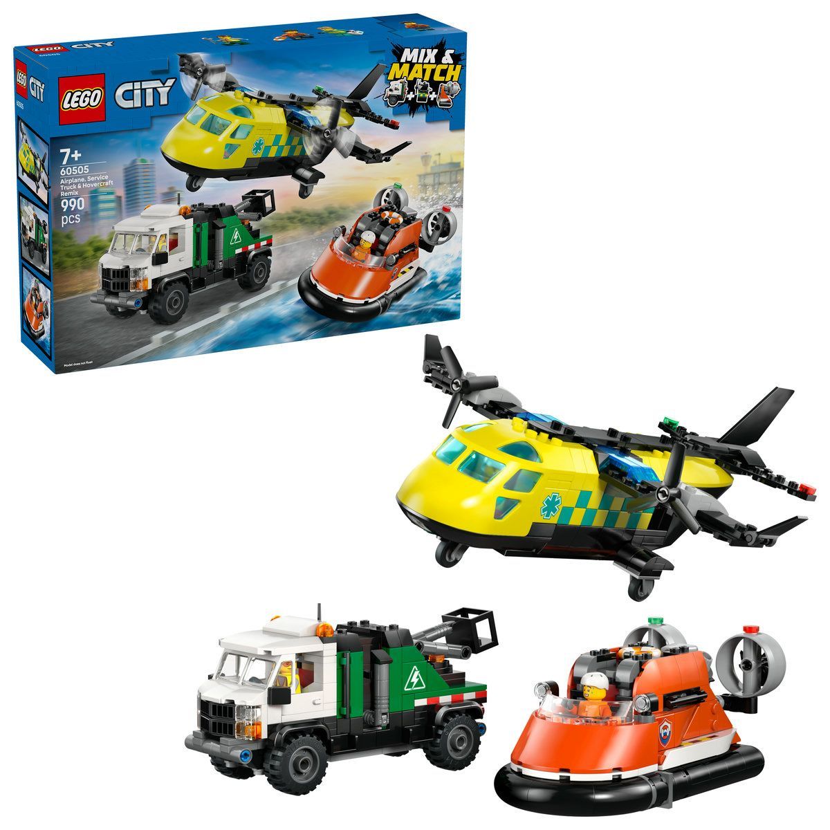 LEGO City Avion Autospeciala De Service Si Aeroglisor In Versiuni Adaptate 60505