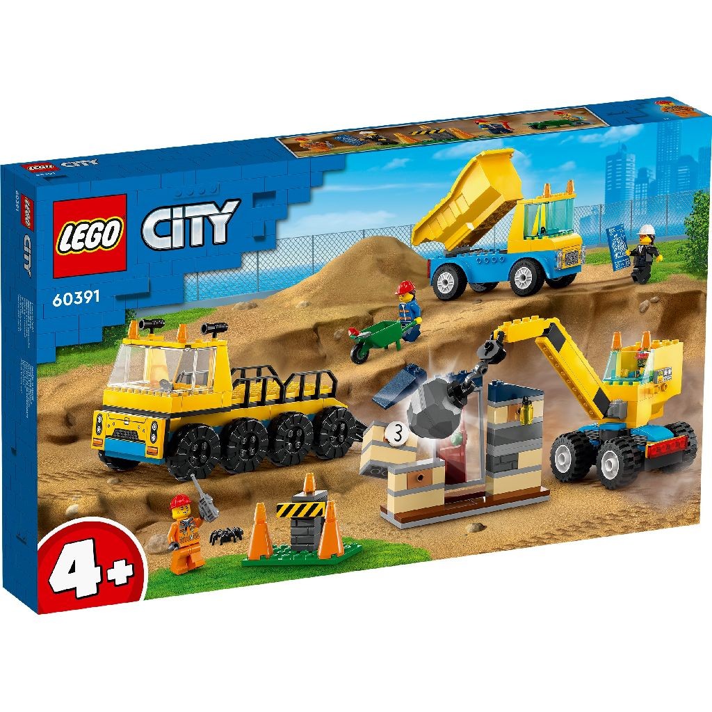 LEGO City Camioane De Constructie Si Macara Cu Bila Pentru Demolari 60391