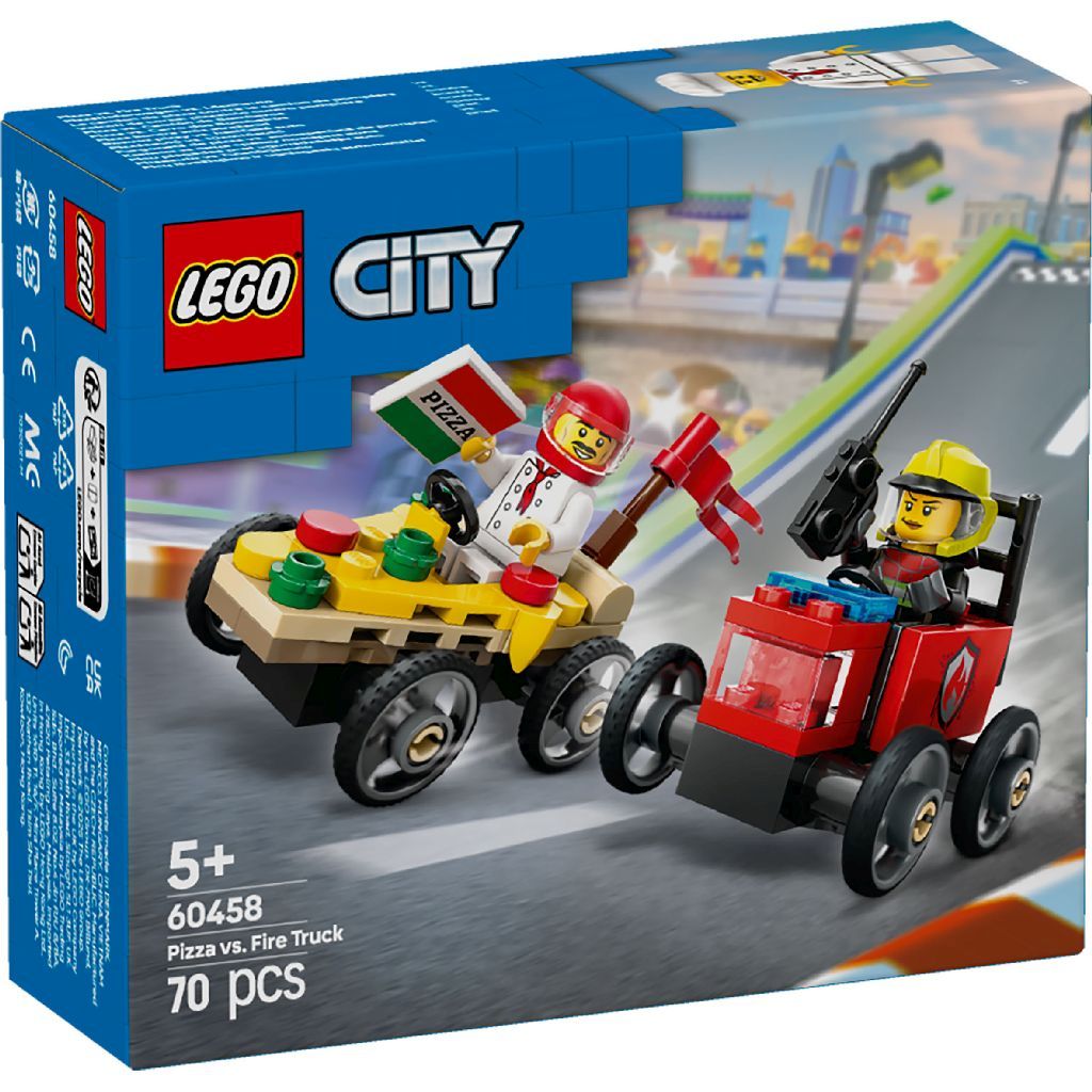 LEGO City Pachet De Curse Furgoneta De Pizza Vs. Camion De Pompieri 60458