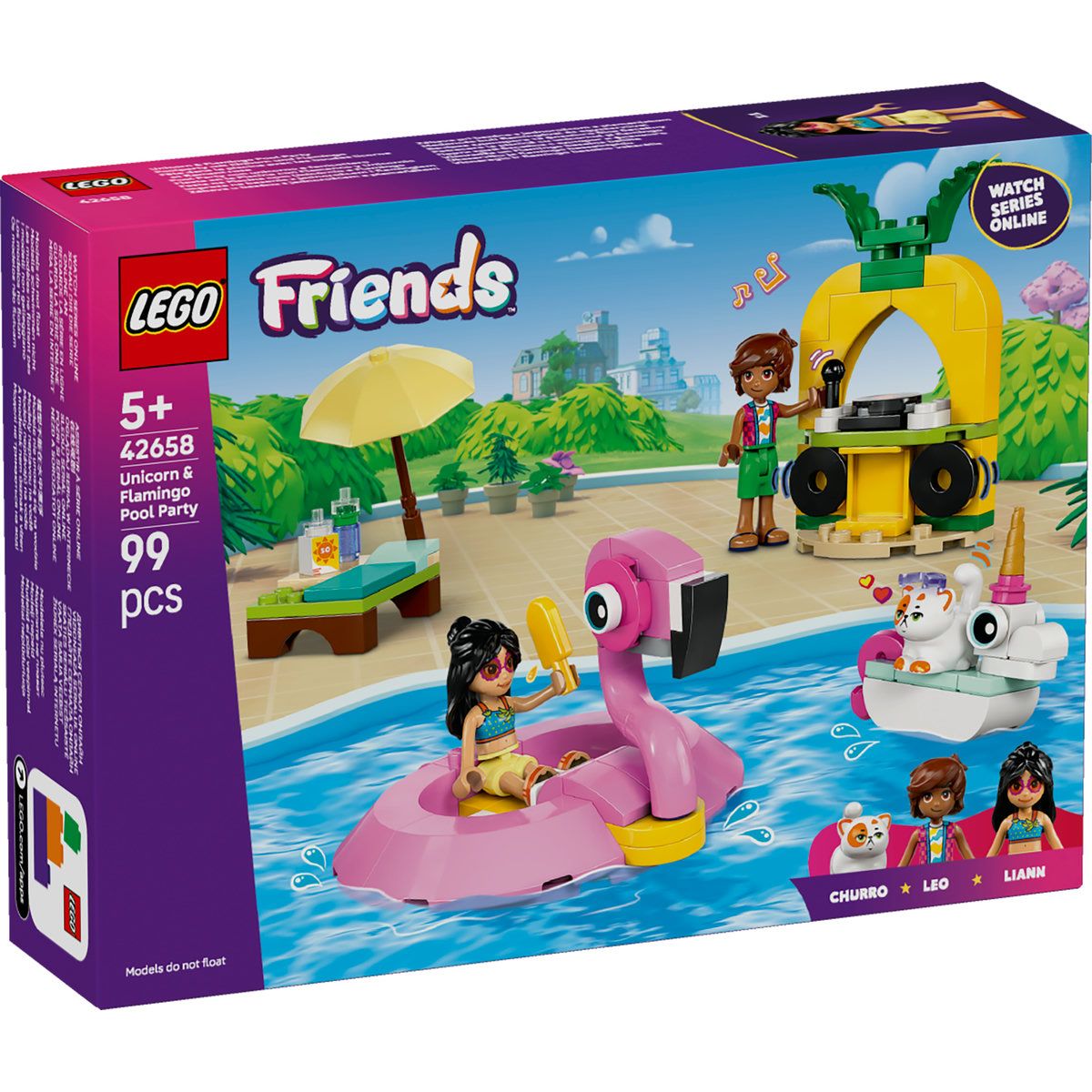 LEGO Friends Petrecere La Piscina Cu Unicornul Si Flamingo 42658